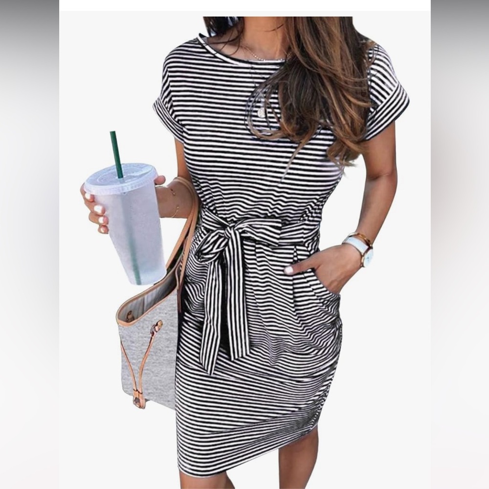 Meerokeety striped tie tshirt dress